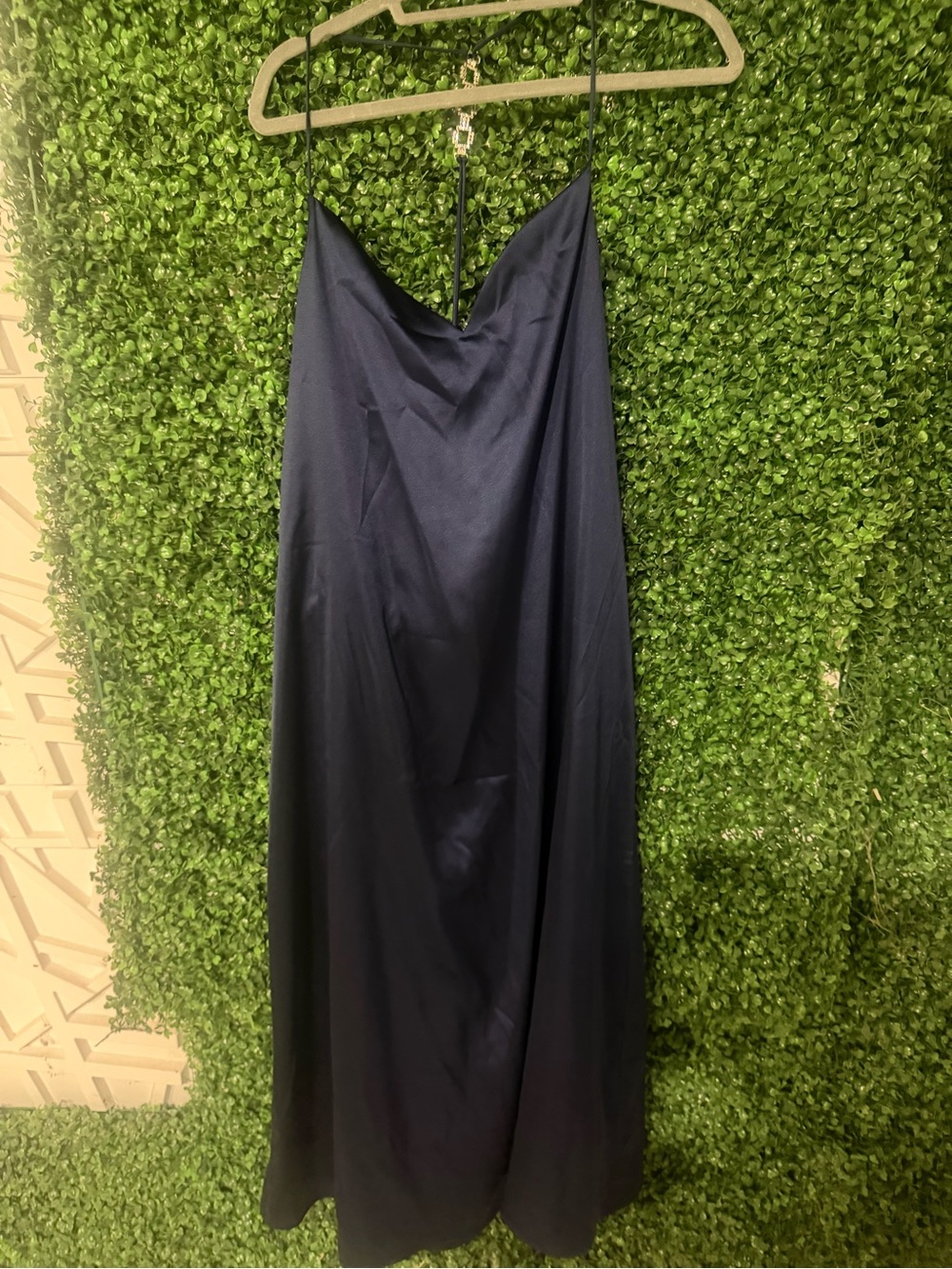 Zara Navy Slip Maxi Dress with Cowl Neck